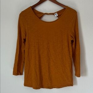 Old Navy Yellow Long Sleeve Open Back Top